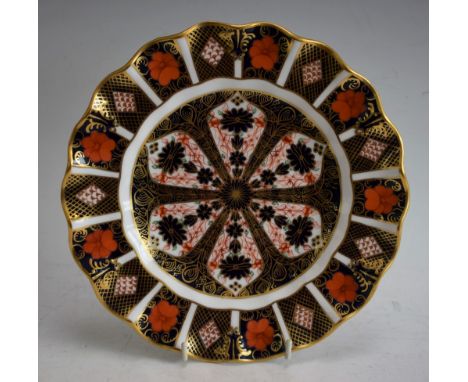 A Royal Crown Derby 1128 pattern shaped circular plate, 22cm diameter, printed marks, first quality