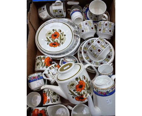 Ceramics - Broadhurst Kathie Winkle retro design tableware; another with poppies; a Staffordshire coffee set