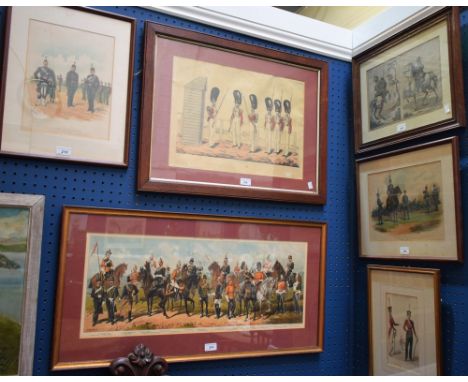 After Richard Simkin (1840-1926), Our British Cavalry 1890, two-fold panorama of regimental officers and their uniforms, [Pub