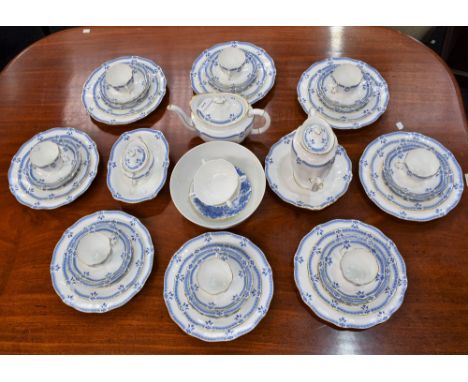 A Royal Crown Derby Grenville pattern dinner service, including eight dinner plates, salad and side plates, dessert bowls, br