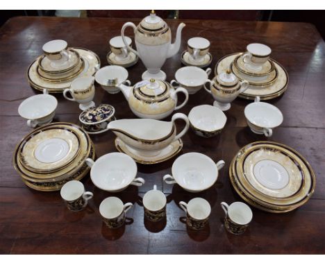 A Wedgwood Cornucopia pattern part dinner and tea service, comprising dinner plates, dessert plates, soup bowls and stands, t