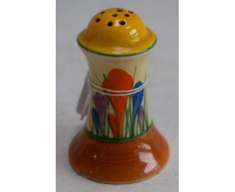 A Clarice Cliff Crocus pattern pepper pot