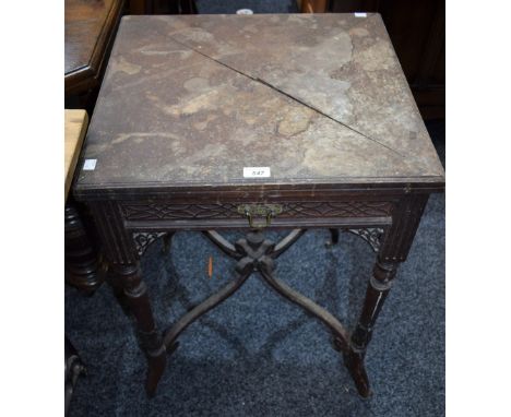 A Chippendale Revival envelope card table, for restoration, 74cm high