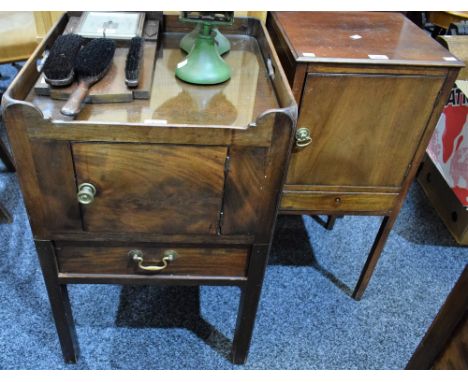 A George III mahogany 'tray top' commode; a similar washstand (2)