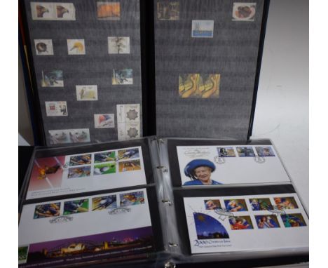 Stamps - an album of New Zealand first day covers 1999-2004 including mint packs plus stockbook of Spanish and Portuguese UMM