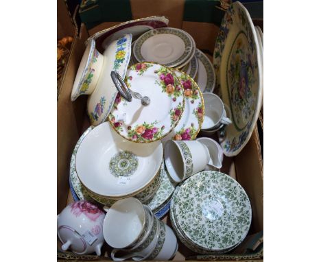 Ceramics - a Royal Doulton Celtic Jewel pattern part dinner service; another, Broadhurst Clare pattern; a Mason's Regency ped
