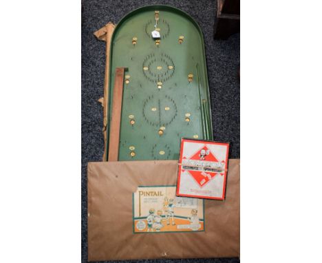 A bagatelle game, original box; an early Monopoly game; a Pintail donkey game, original packaging (3)