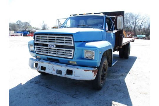 1986 Ford F600 Vin 1fdnf60hxgva Flatbed Dump Truck 370 Gas Engine 4x2 Manual Transmission