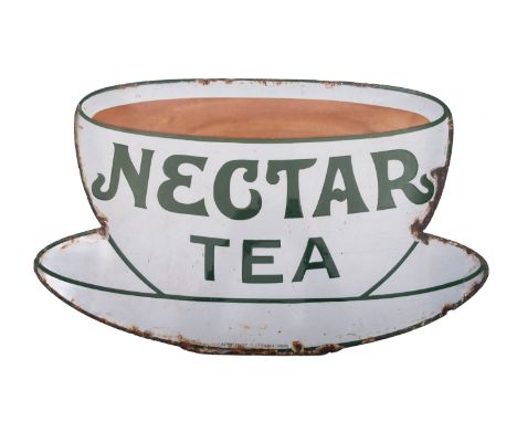 A 'Nectar Tea, enamel sign, stamped 'Patent Enamel Co Ltd B'Ham & London' to the bottom edge, 53.5cm x 32cm.