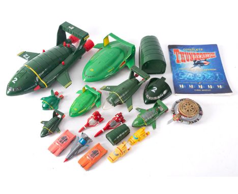 Bandai and others. A collection of loose Thunderbirds vehicles, mainly Thunderbird 2, also two lady Penelope Rolls- Royce veh