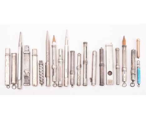 A group of silver propelling pencils and pencil holders, various makers and dates including Sampson Mordan & Co, John Ombler 