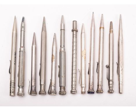 A group of twelve various silver plated propelling pencils various makers