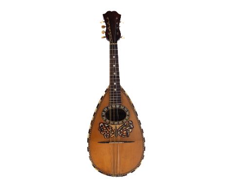 An Italian inlaid rosewood mandolin by Il Globo, mother of pearl butterfly detail with vintage case.