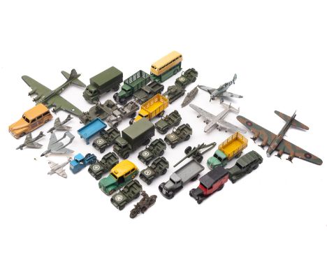 Corgi, Dinky and others. a collection of loose vehicles military and commercial, including Dinky No. 623 Army Wagon , Jeeps e