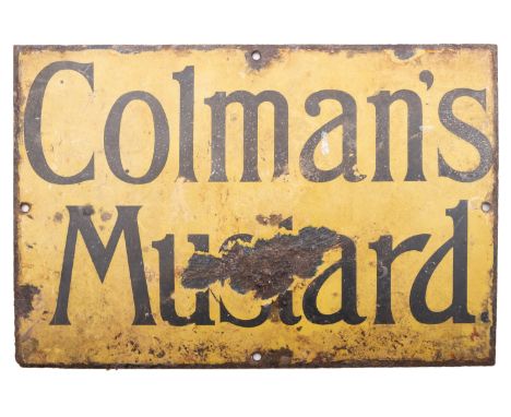 Coleman's mustard, yellow enamel sign, 30.5cm x 20.5cm.  