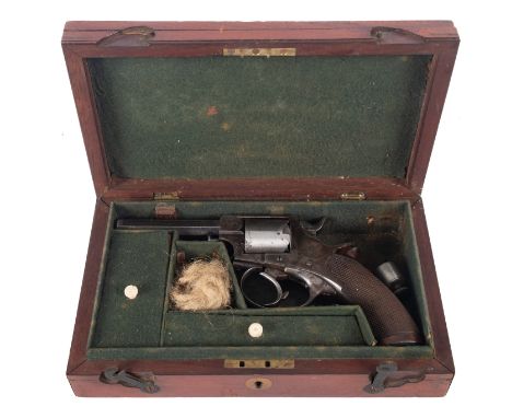 A .320 rimfire double-action Tranter Patent overcoat revolver, serial number 9258, the 3 inch octagonal barrel over solid fra