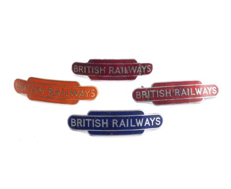 Four BR Enamel totem cap badges by J Gaunt , London (4) 