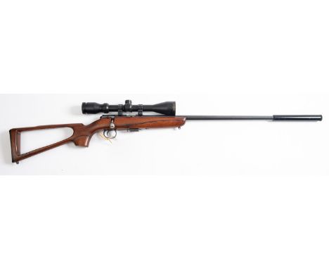 A BSA Supersport Five .22LR rimfire bolt action rifle, serial number '30880' the 25 1/2 inch barrel fitted sound moderator, o