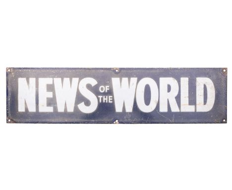 A 'News of the World' blue enamel sign, 51cm x 13cm.