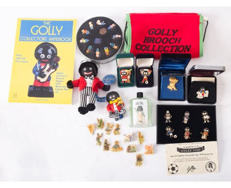 A gold plated Robinson's 'Farewell Golly'  lapel badge in case of issue, together with a collection of related items.* These 
