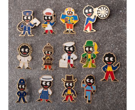 A collection of thirteen Robinson Golly badges, circa 1980s acrylic versions, including 'Milkman', ' Policeman'  and others (