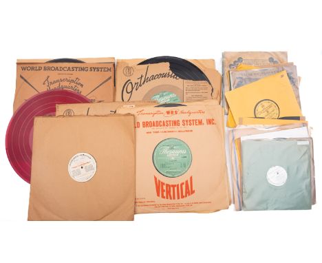 Twelve 16-inch transcription record, mainly vinyl; and 20 RCA Victor 10-in and 12-in Program transcription LPs