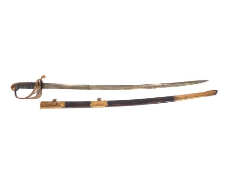 A Victorian 1822 pattern British Infantry Officer's sword, by Silver & Co, London, the slightly curved single edge fullered b