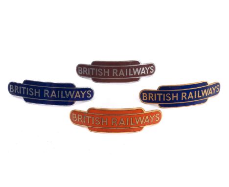 Four BR Enamel totem cap badges by J Gaunt , London (4) 