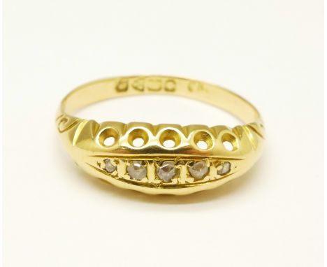 An 18ct gold and diamond ring, 2g, K 