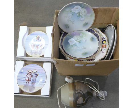 Keeling &amp; Co. dinnerwares, collectors plates, etc., and a stoneware table lamp **PLEASE NOTE THIS LOT IS NOT ELIGIBLE FOR