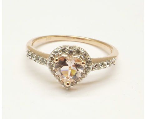 A silver gilt, morganite and zircon ring, R 