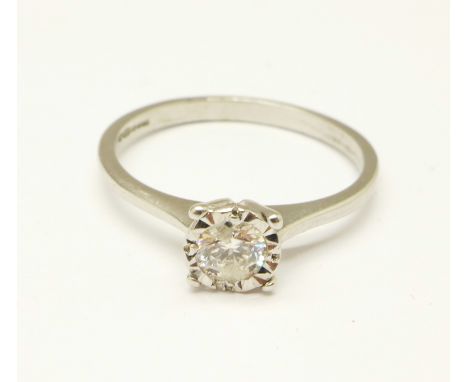 A 9ct gold and diamond ring, 1.4g, K 