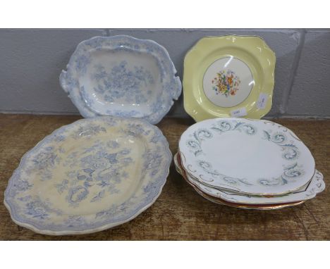 Decorative plates including blue and white **PLEASE NOTE THIS LOT IS NOT ELIGIBLE FOR POSTING AND PACKING** 