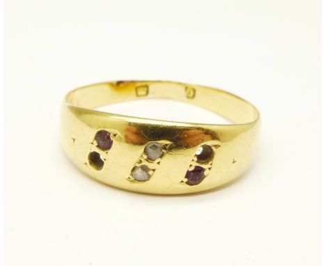 An 18ct gold ring, a/f, 1.5g, N 