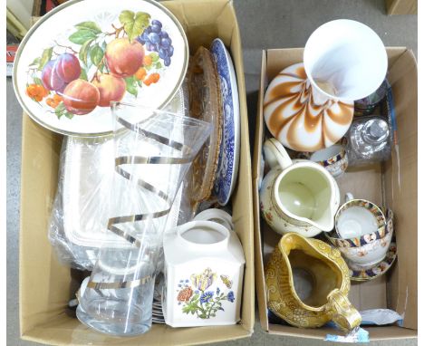 A collection of plated ware, glassware and china including Spode and Mason's and a quantity of collectors spoons **PLEASE NOT