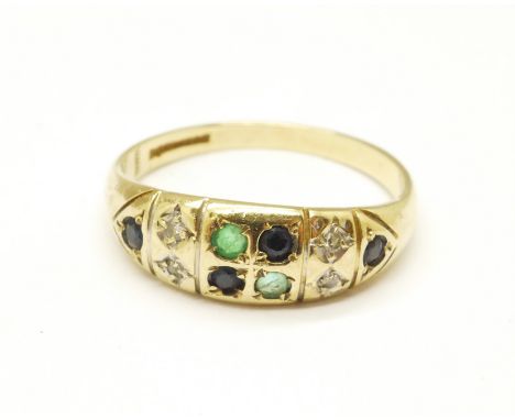 A 9ct gold and stone set ring, 2.3g, R 