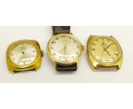 Three wristwatches, Smiths, Nivada and Timex, a/f 