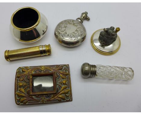 An Art Nouveau miniature frame, Stratton lidded trinket box and three scents 