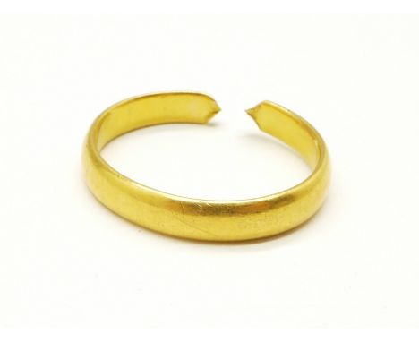 A 22ct gold ring, a/f, 3.4g 