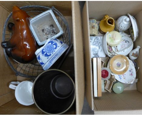 Two boxes of assorted china including Royal Doulton and Hammersley, etc. **PLEASE NOTE THIS LOT IS NOT ELIGIBLE FOR POSTING A