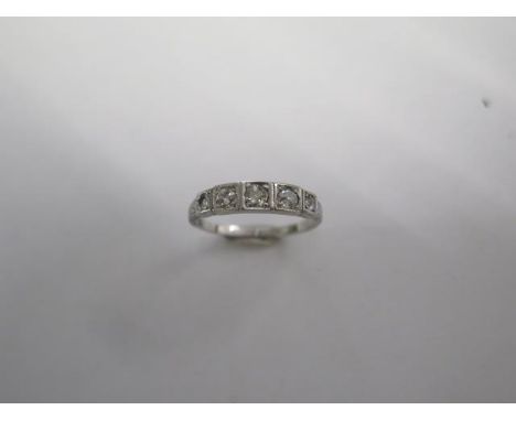 A white metal (possibly platinum) five stone diamond ring size K/L - approx weight 1.6 grams - diamonds bright 