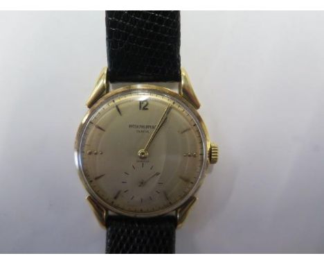 An 18ct  late 1940s gold Patek Philippe &amp; Co gents manual wind wristwatch with Somazzi dial and secondary dial - 34mm cas