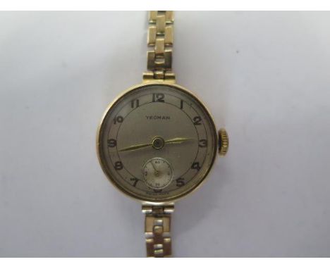 A 9ct yellow gold Yeomans ladies manual wind bracelet wristwatch - approx weight 16.2 grams - running 