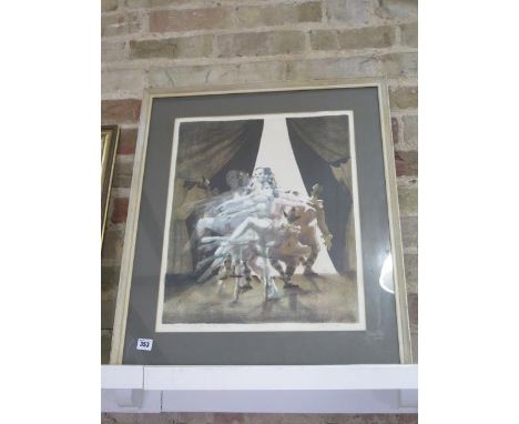 Richard Sell signed coloured print Pastorale from Fanfare Cambridge Ballet workshop 5/12 dated 1968 frame size 70cm x 60cm - 