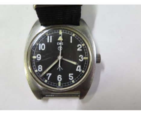 A CWC Military stainless steel manual wind wristwatch - 35mm case - running, hands adjust 