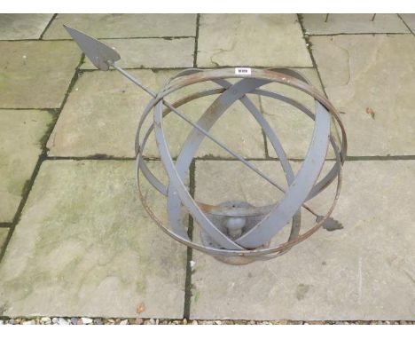 A hand forged wrought iron armillary sphere sundial - sphere diameter 55cm - Width 73cm x Height 68cm 