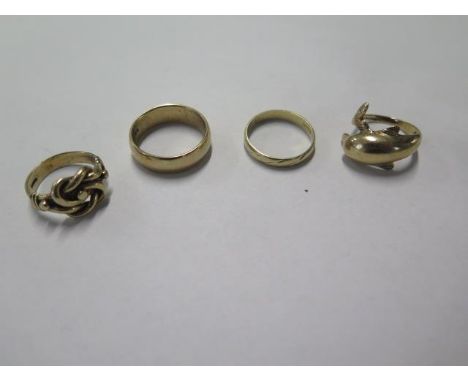 Four 9ct gold rings sizes I/K/O/Q - Total approx weight 15 grams 