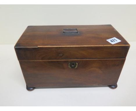 A Georgian mahogany tea caddy with a mixing bowl - Width 27cm 