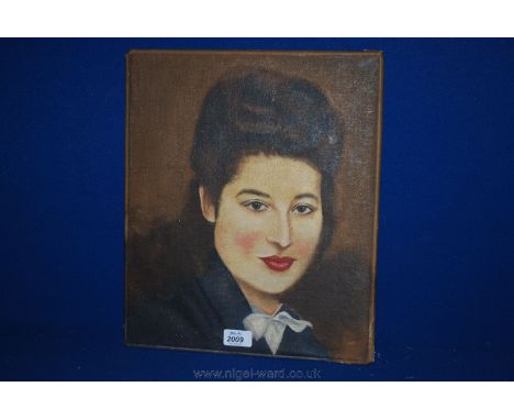 An Oil on canvas portrait of a Woman.