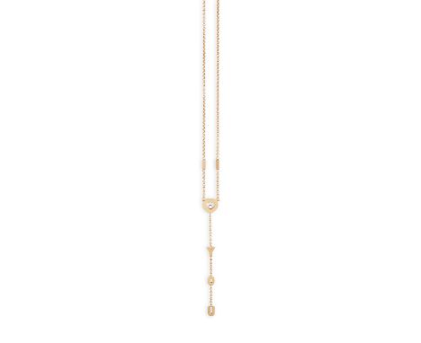 A 'HAPPY DIAMOND' PENDANT NECKLACE, BY CHOPARDThe gold belcher-link chain, decorated with a glazed heart-shaped pendant with 